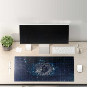 Bitcoin Blockchain Grunge Mouse Pad - Industrial Tech Desk Mat