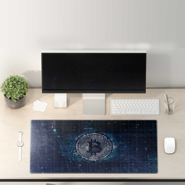 Bitcoin Blockchain Grunge Mouse Pad - Industrial Tech Desk Mat - Image 3