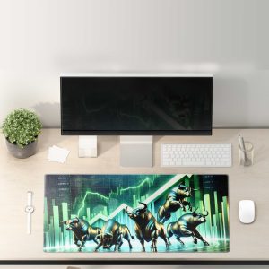 Wall Street Bulls & Upward Trend Mouse Pad - Powering Your Financial Endeavors
