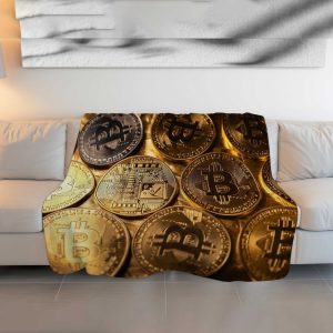 Golden Bitcoin Luxe Blanket - Premium Crypto-Themed Comfort for Home & Travel