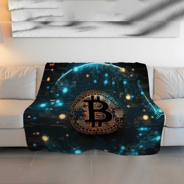 Neon Circuit Bitcoin: Cyberpunk Crypto Comfort Blanket - Image 3