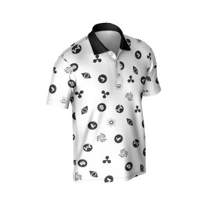 Crypto Pattern Polo Shirt - High Quality Polyester Unisex Tee - Short Sleeve