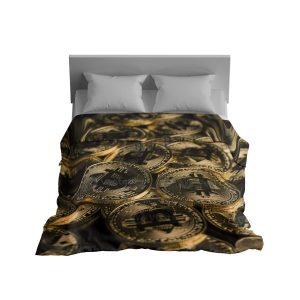 "Radiant Bitcoin Fusion" Crypto Digital Art Blanket - Luminous Comfort