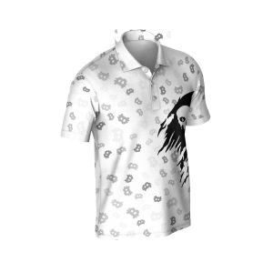 Bitcoin Mining Icons Polo Shirt - Crypto Pattern Polyester Tee - High Quality Unisex