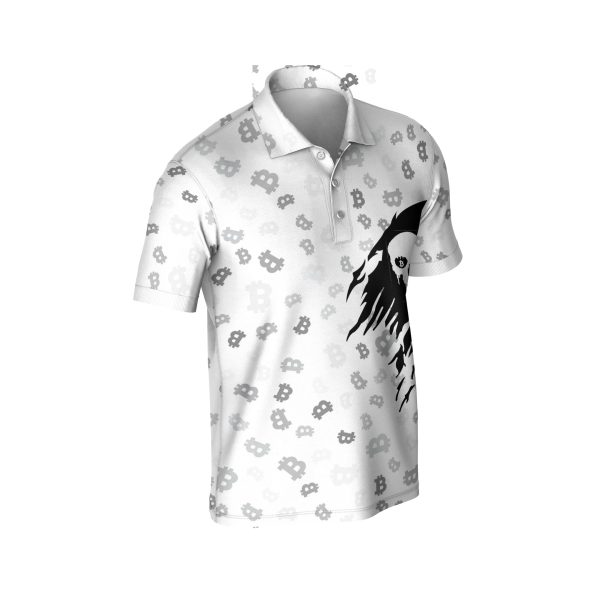 Bitcoin Mining Icons Polo Shirt - Crypto Pattern Polyester Tee - High Quality Unisex - Image 3