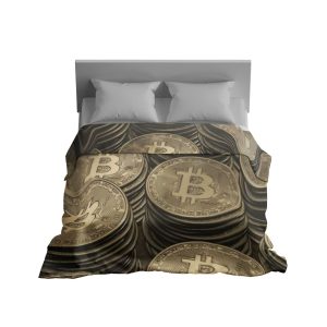 Vintage Gold Bitcoin Coin Blanket - Luxurious Crypto-Themed Comfort