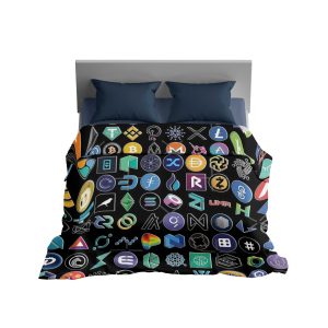 Tech Icon & Crypto Art Comforter - Cozy & Fluffy Digital Design Bedding