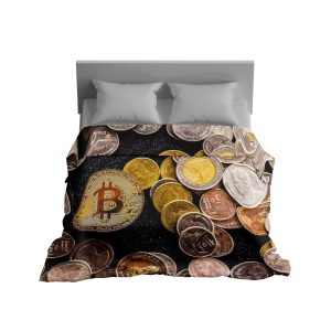Vintage Gold Bitcoin Coin Blanket - Luxurious Crypto-Themed Comfort