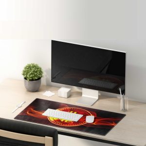 Dynamic Bitcoin On Fire Gaming Mouse Pad - Fiery Crypto Power Desk Mat