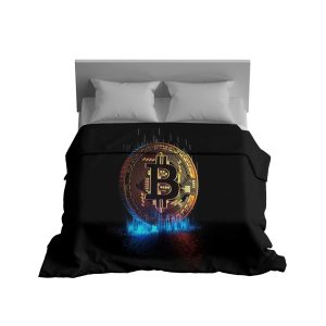 "Quantum Bitcoin Matrix" Crypto Digital Grid Blanket - Futuristic Comfort
