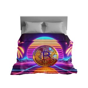 VaporWave CryptoDream™ Bitcoin Sunset Plush Blanket