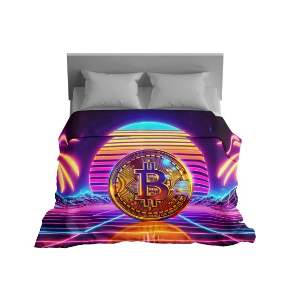 VaporWave CryptoDream™ Bitcoin Sunset Plush Blanket