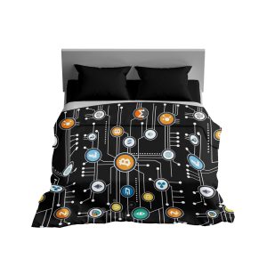 Cryptocurrency Network Printed Comforter - Cozy & Fluffy Digital Asset Bedding