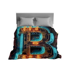 "Digital Gold Rush" Bitcoin & Cryptocurrency Blanket - Luxurious Black & Gold Comfort