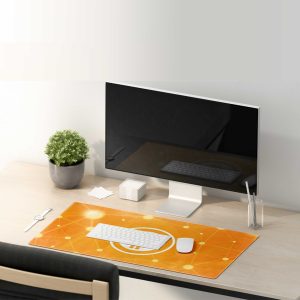 Glowing Bitcoin Network Mouse Pad - Futuristic Blockchain Desk Mat
