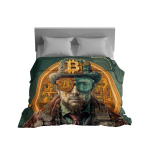 "Sophisticated Crypto Lion" Steampunk Bitcoin Blanket - Regal Comfort