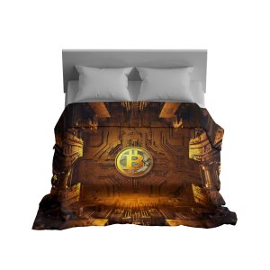 "Electro-Circuit Bitcoin" Cybernetic Comfort Blanket - Tech-Inspired Warmth