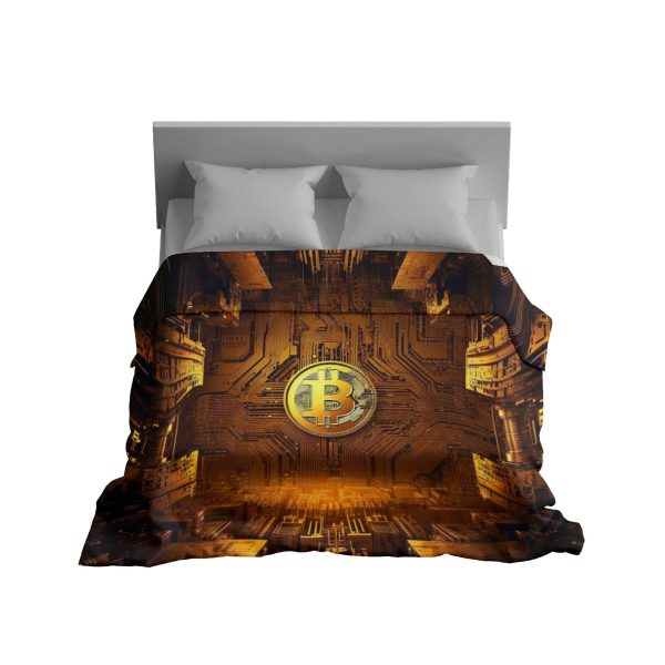 "Electro-Circuit Bitcoin" Cybernetic Comfort Blanket - Tech-Inspired Warmth