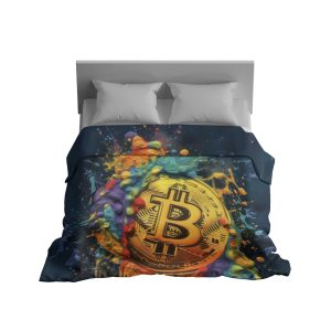 CryptoSplash™ Artistic Bitcoin Burst Plush Blanket