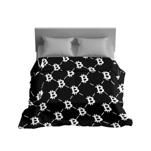 Black & White Bitcoin Pattern Comforter - Cozy & Fluffy Crypto Bedding