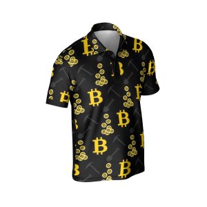 Bitcoin Mining Icons Polo Shirt - Crypto Miner Polyester Tee - High Quality Unisex