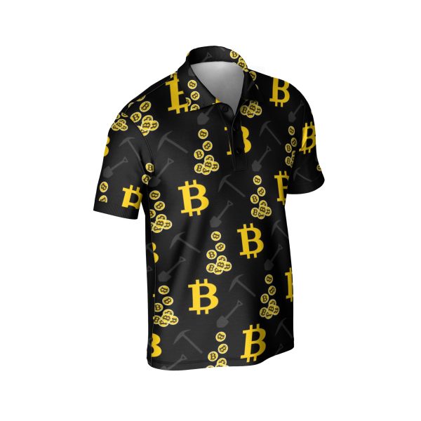 Bitcoin Mining Icons Polo Shirt - Crypto Miner Polyester Tee - High Quality Unisex - Image 4