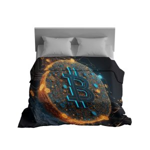 Digital Matrix Bitcoin Comforter - Futuristic Crypto Bedding