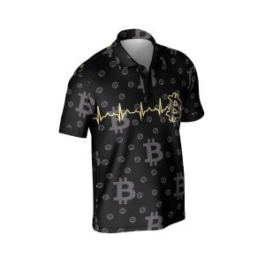 itcoin Golden Heartbeat Polo Shirt - Crypto Investor Unisex Tee - High Quality Polyester