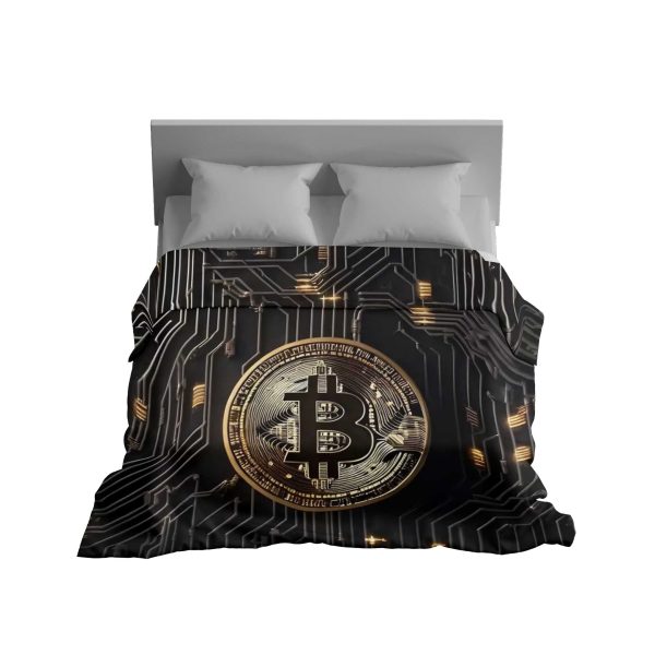 Regal Bitcoin Gold Coin Plush Blanket