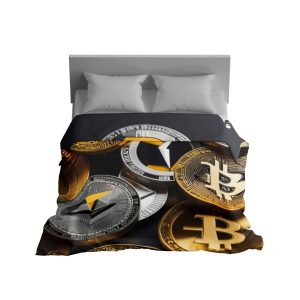 Crypto Dreams Reversible Bitcoin & Ethereum Print Comforter Bedding Set - Ultra Soft & Durable
