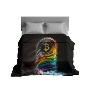Luminous RGB Bitcoin Waves Plush Blanket
