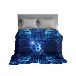 Neon Byte Bitcoin Comforter - Electric Blue Crypto Bedding
