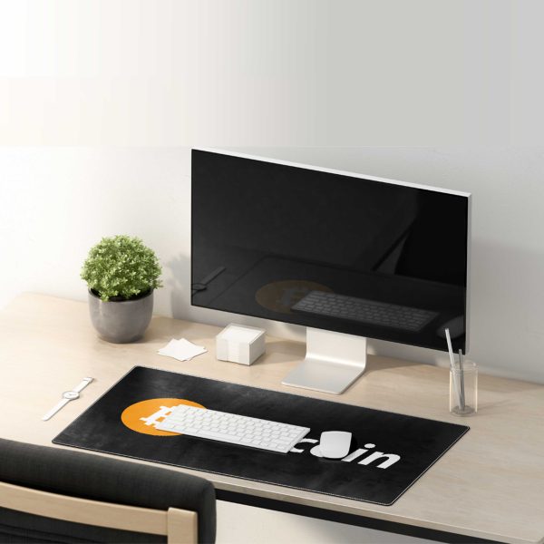 Classic Bitcoin Logo Text Gaming Mouse Pad - Minimalist Crypto Desk Mat - Image 4