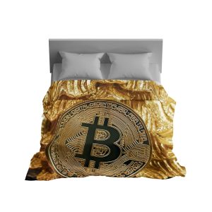 Golden Grid Bitcoin Baron Plush Blanket