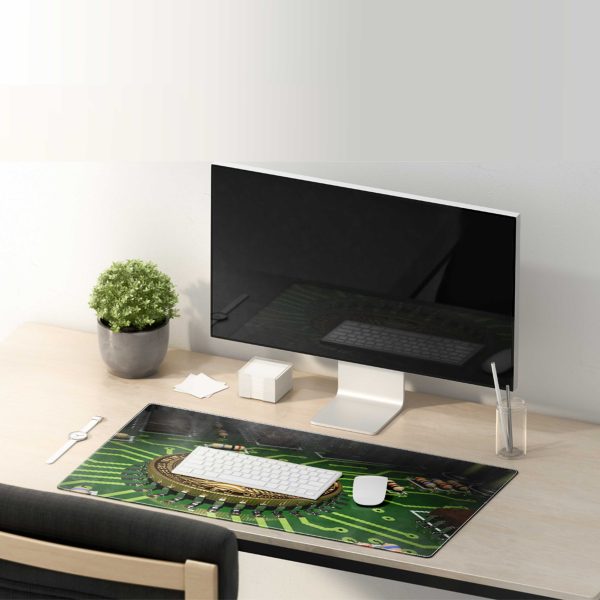 Radiant Orange Bitcoin Network Mouse Pad - Digital Gold Rush Desk Mat - Image 4