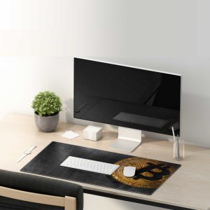 Minimalist Bitcoin Gold Coin Mouse Pad - Sleek Crypto Desk Accessory