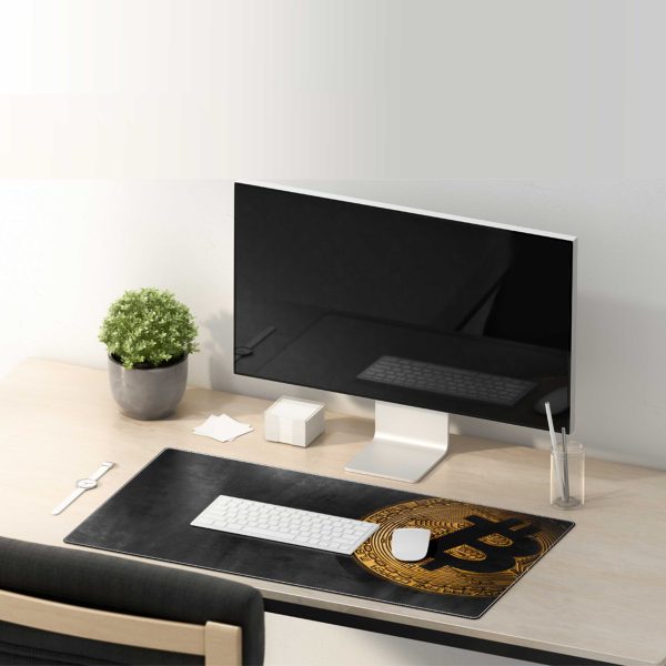Minimalist Bitcoin Gold Coin Mouse Pad - Sleek Crypto Desk Accessory - Image 4