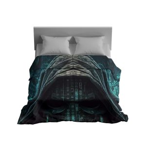 "Vintage Crypto Grid" Bitcoin & Circuitry Blanket - Retro Tech Comfort