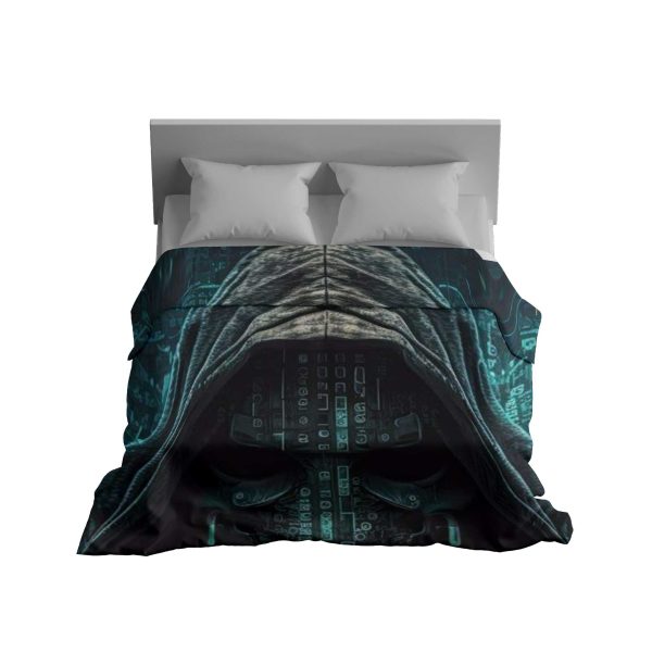 "Vintage Crypto Grid" Bitcoin & Circuitry Blanket - Retro Tech Comfort