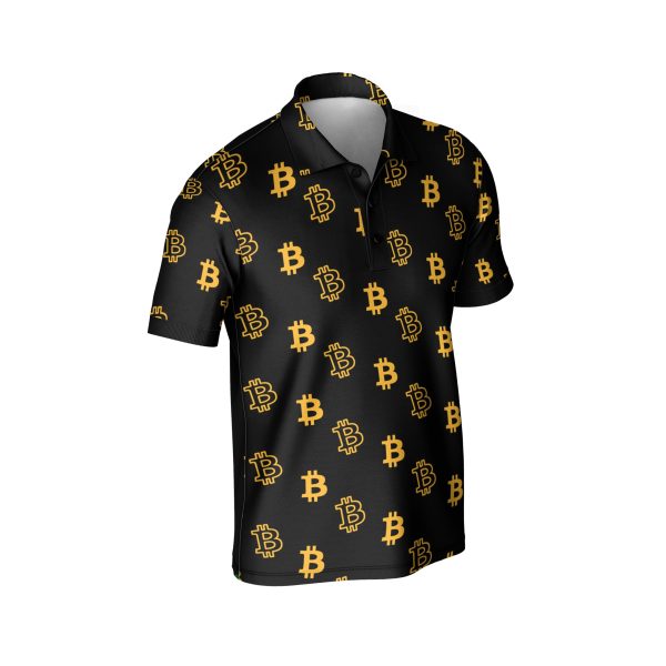Bitcoin Icon Polo Shirt - Crypto Currency Tee - High Quality Polyester - Image 4