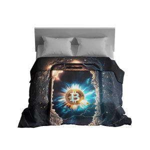 Exploding Bitcoin Core Crypto Plush Blanket