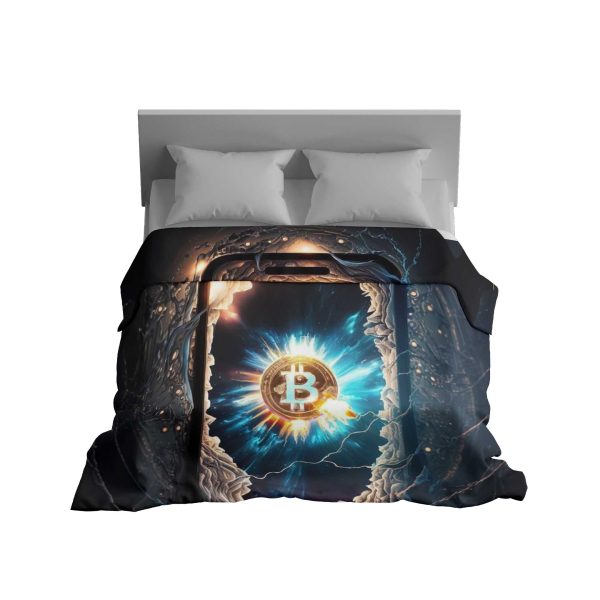 Exploding Bitcoin Core Crypto Plush Blanket