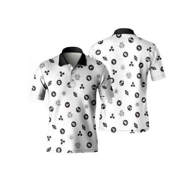Crypto Pattern Polo Shirt - High Quality Polyester Unisex Tee - Short Sleeve