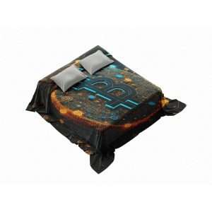 Digital Matrix Bitcoin Comforter - Futuristic Crypto Bedding