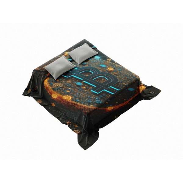 Digital Matrix Bitcoin Comforter - Futuristic Crypto Bedding - Image 4