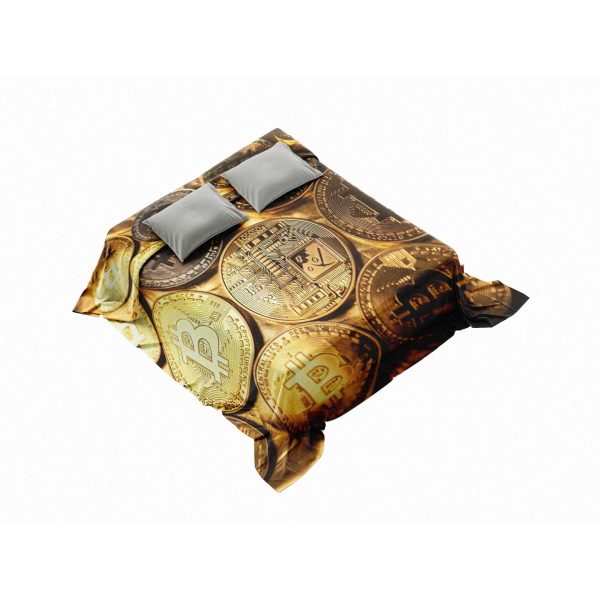 Golden Bitcoin Luxe Blanket - Premium Crypto-Themed Comfort for Home & Travel - Image 4
