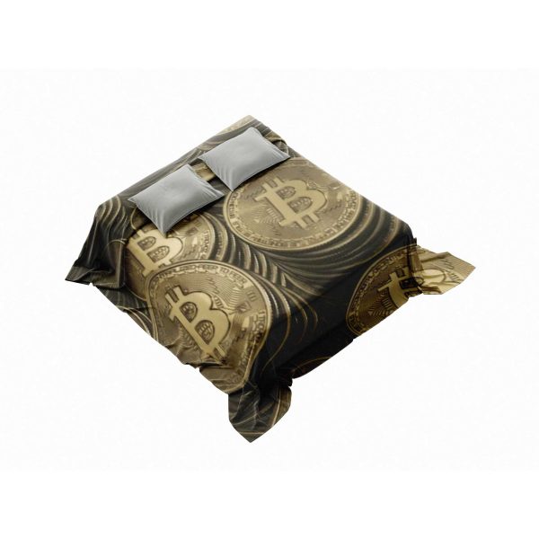 Vintage Gold Bitcoin Coin Blanket - Luxurious Crypto-Themed Comfort - Image 4