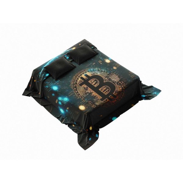 Neon Circuit Bitcoin: Cyberpunk Crypto Comfort Blanket - Image 4