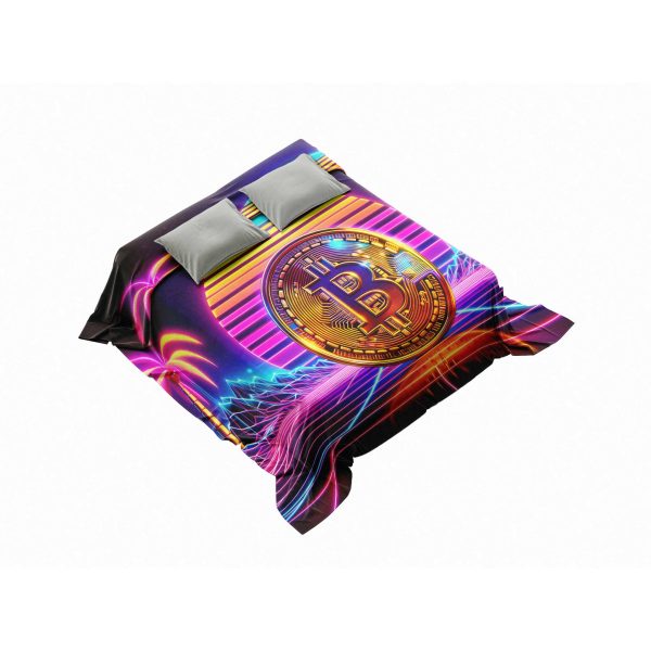 VaporWave CryptoDream™ Bitcoin Sunset Plush Blanket - Image 4