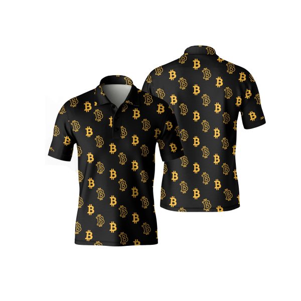 Bitcoin Icon Polo Shirt - Crypto Currency Tee - High Quality Polyester